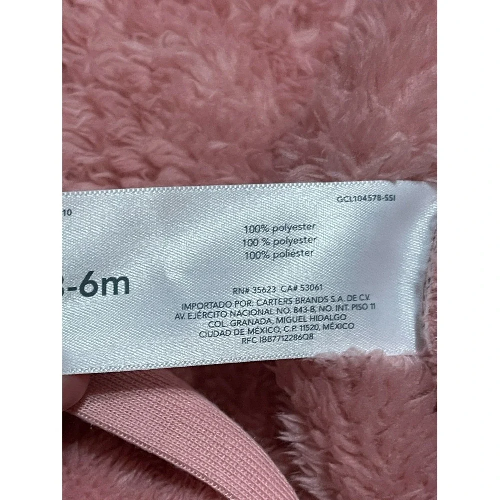 Carter's Snowsuit, Baby Size 3-6M, Pink Full Zip, Fleece Hoodie One Piece Winter